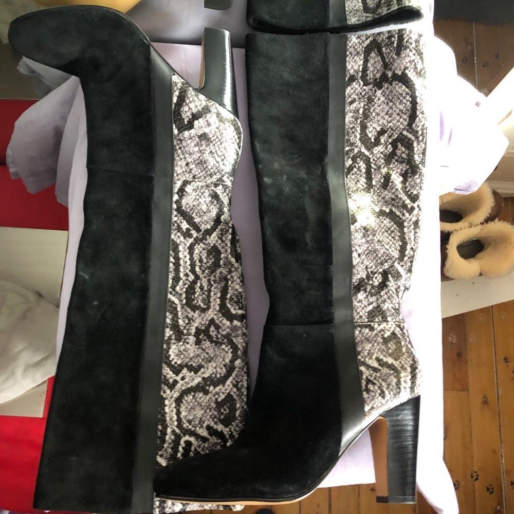 Black suede/ snakeskin  tall boots